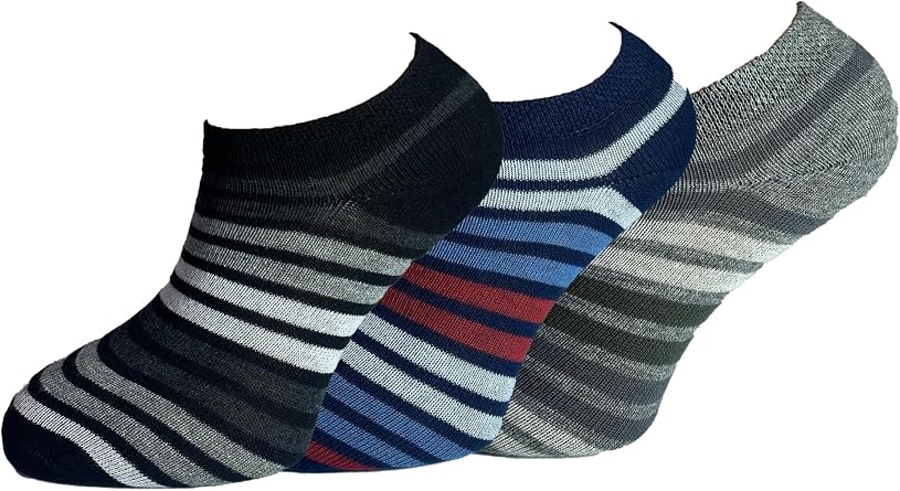 3  Boys Booty Socks Set   Colorful Striped Patterns