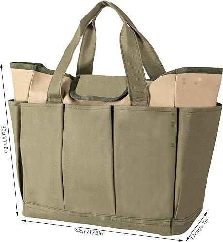 Miniatura 4 de iSamLam Bolsa de tela Oxford para herramientas de jardín con asa de bolsillo, bolsa de almacenamiento reutilizable para herramientas de jardín