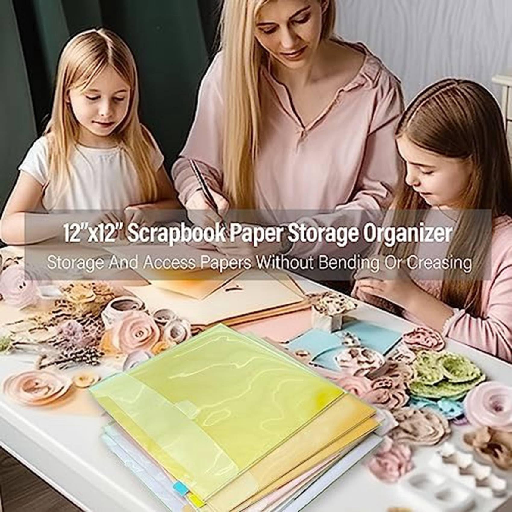 60-częściowy organizer do przechowywania papieru do scrapbookingu, do papieru 30 x 30 cm, płyt winylowych i kart
