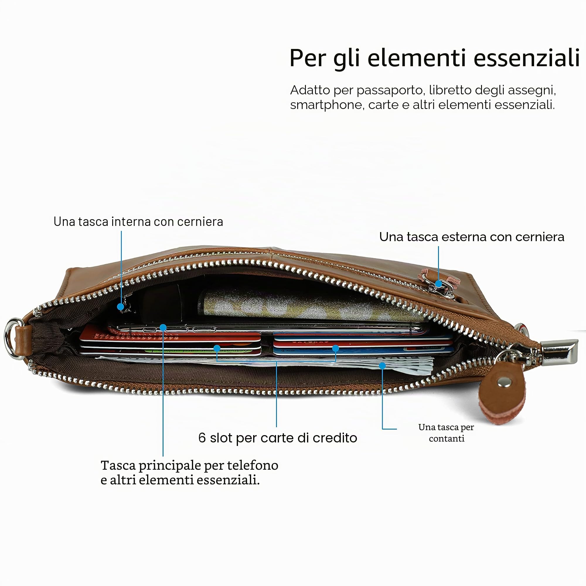 befen 100% leather, Leather Bag Contains Wrist and Crossbody Strap, Suitable for Festivals, Holidays, Big Phones