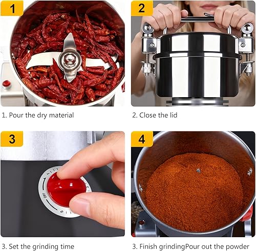 Miniatura 5 de Molinillo eléctrico de grano de 26.46 oz, molino seco de acero inoxidable, para café, especias, hierbas, granos y arroz, máquina de polvo de alta