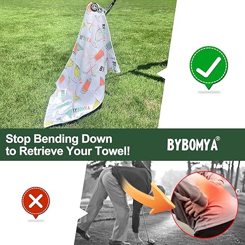 Miniatura 3 de byBOMYA Toalla de golf magnética, toallas de golf de microfibra con patrón de gofres para bolsas de golf para hombres y mujeres, absorción de agua y