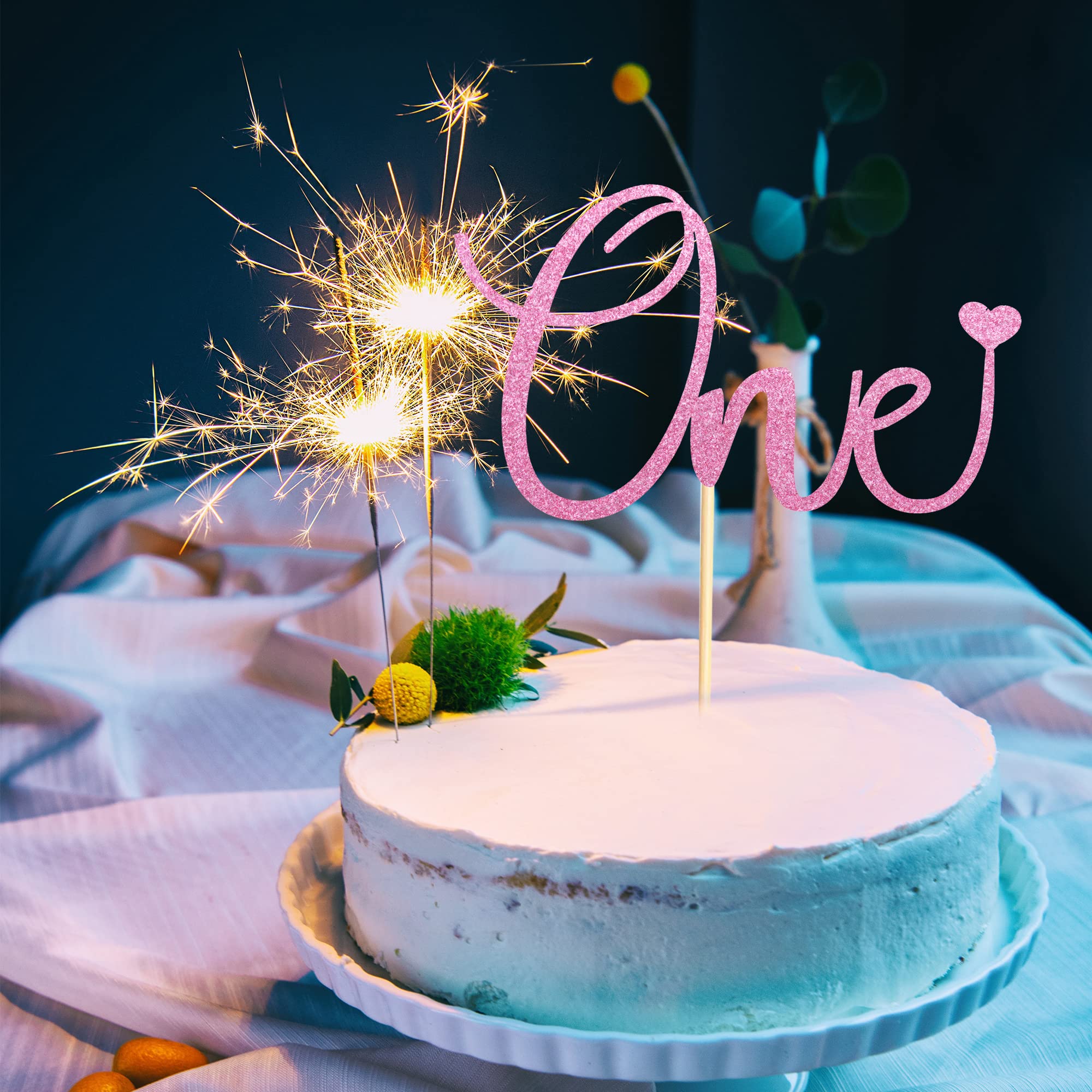 1. Geburtstag Kuchenaufsatz Mit Herz – Gold-Glitzer | Baby-Deko Für Jungen & Mädchen | Erster Geburtstag Party-Zubehör