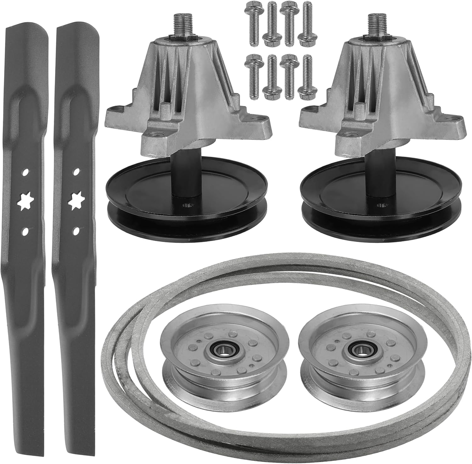 Caltric Spindle w/Blade Pulley and Belt Compatible with Troy-Bilt 113A277BS066 13A877BS066 Pony / 13AB77BS023 13AB77BS223 Horse Pony 42"