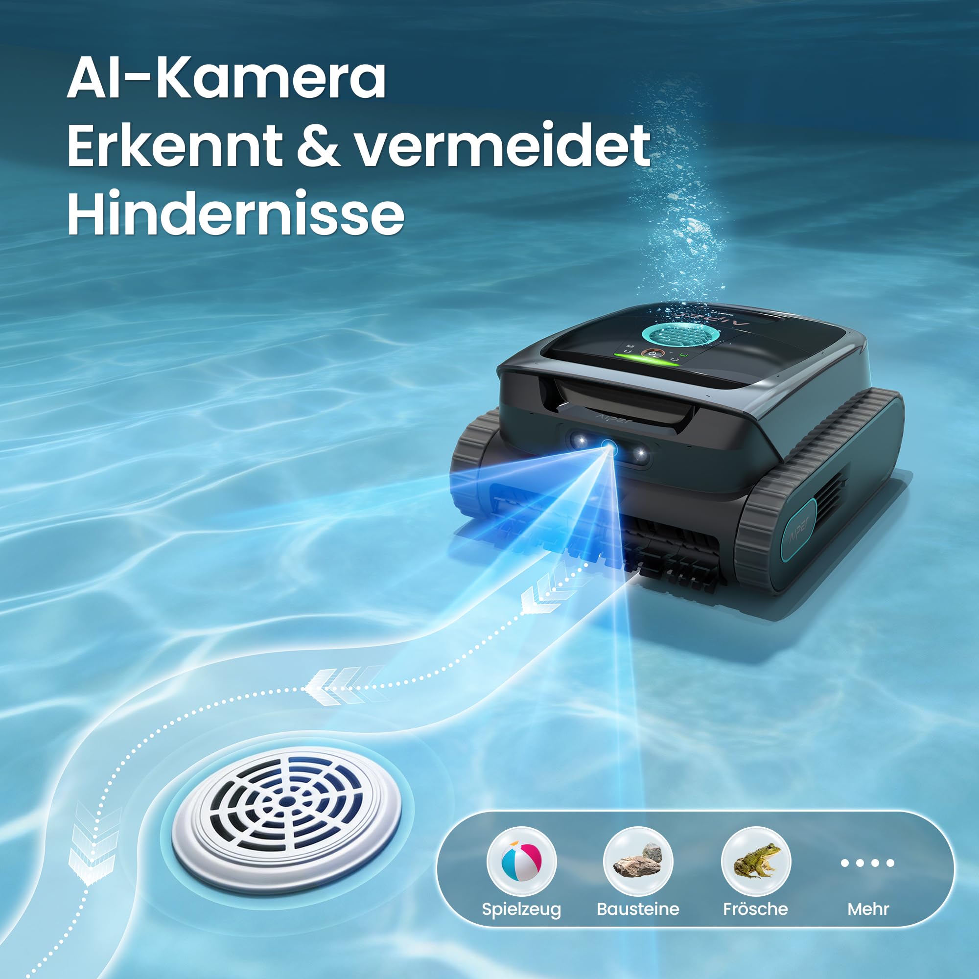 (2026 Neu) Aiper Scuba V3 Poolroboter Akku für Wand und Boden, Smart Poolsauger mit APP und KI-Visio, Wasserlinienreinigung, 3-μm-Filter, für Pools bis zu 200 m²