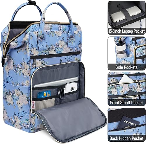 Miniatura 2 de Mochila para laptop para mujeres y hombres, bolsa universitaria de 15.6 pulgadas con puerto USB, bolsillo RFID, impermeable, mochila de trabajo de