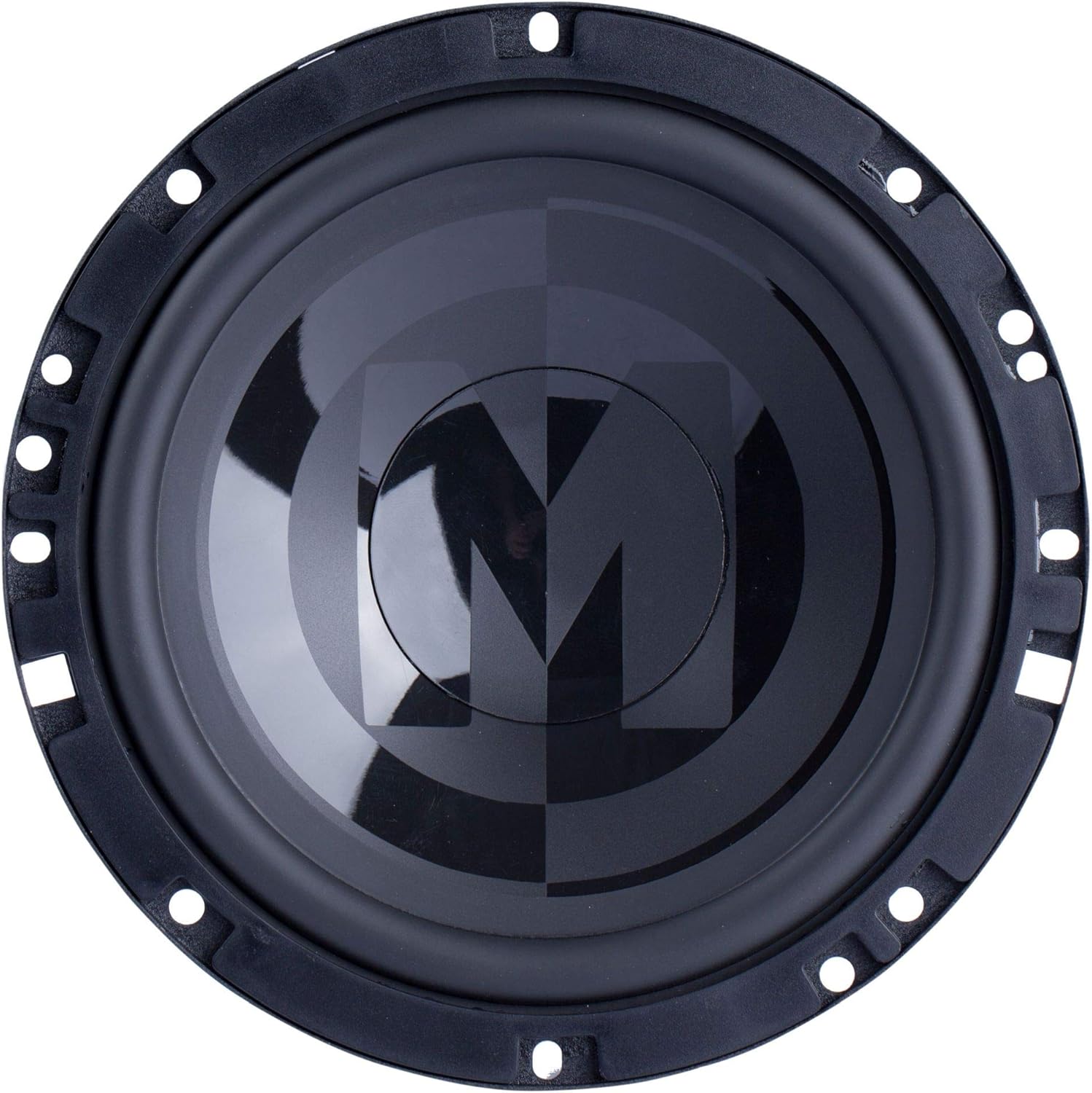 Szczyt view of a Memphis Audio PRX60C 6.5-inch woofer with a black polypropylene cone.