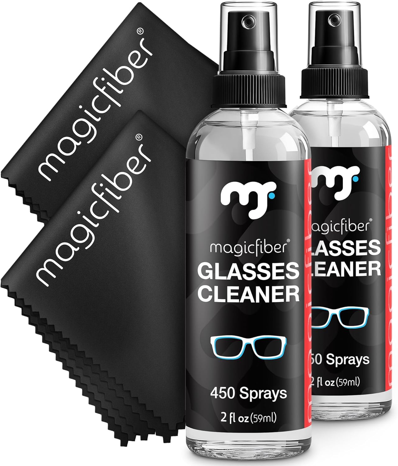 MagicFiber Glasses Cleaner Kit – (2) Eyeglass Cleaner Sprays + (2) Microfiber Cleaning Cloth – Wipes For Eye Glasses, Lenses, Cameras, Screens, Sunglasses, Phones, Electronics, Computer, VR, TV MagicFiber Glasses Cleaner Kit – (2) Eyeglass Cleaner Sprays + (2) Microfiber Cleaning Cloth – Wipes For Eye Glasses, Lenses, Cameras, Screens, Sunglasses, Phones, Electronics, Computer, VR, TV
