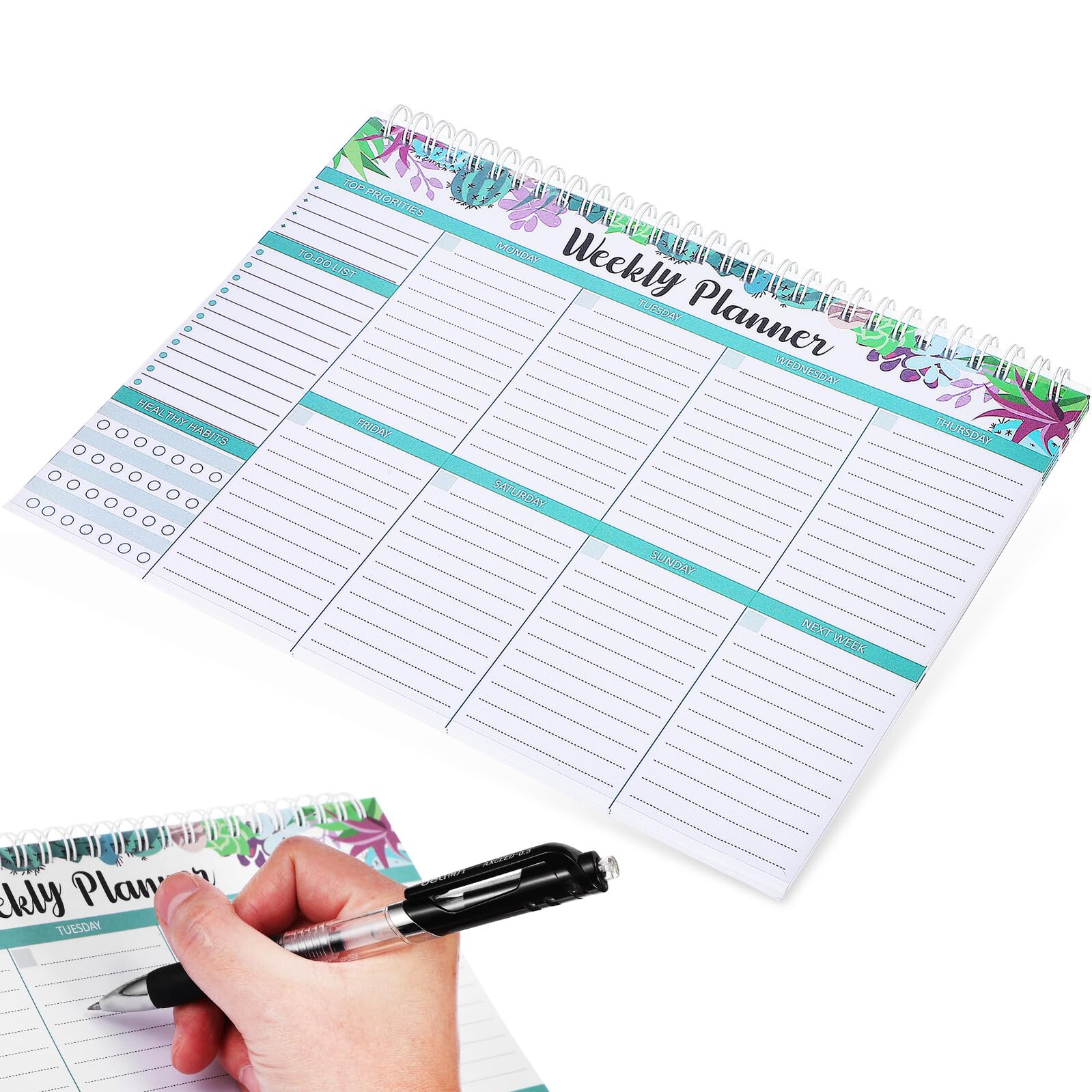 DOITOOL 4 Pezzi Planner Settimanale Scrivania con Rilegatura Spirale Blocco Note Organizzatore Settimanale per Studenti Insegnanti e Ufficio Carta Selezionata Resistente Design Elegante