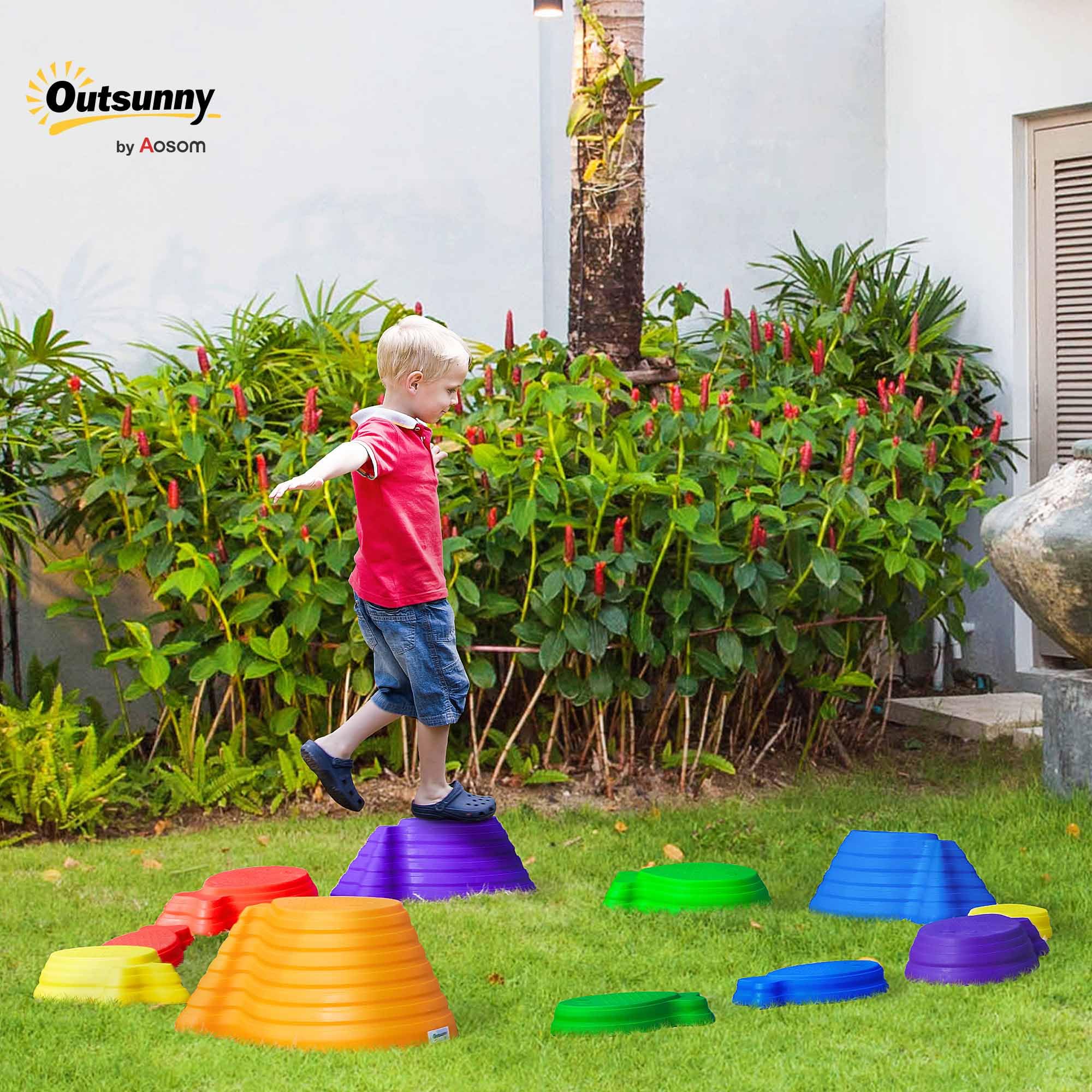 Outsunny Piedras de equilibrio para niños, piedras de río, 11 piezas, piedras apilables, para interiores y exteriores, soporta hasta 100 kg, antideslizantes