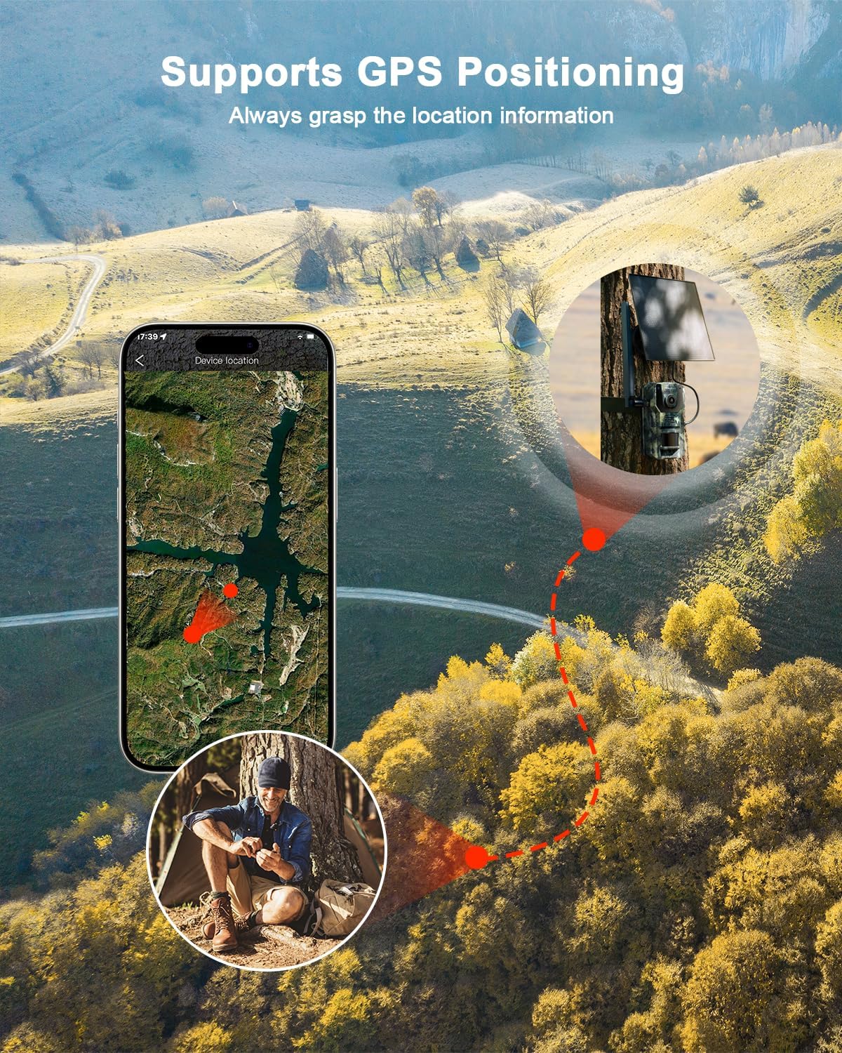 Smartphone map showing the GPS location of the trail camera