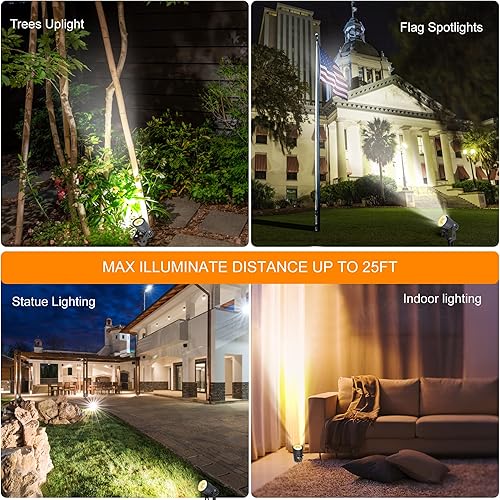 Miniatura 4 de SUNLONG Foco LED de luz blanca cálida con aluminio fundido, alimentado por energía solar, para exteriores, jardín, patio, paisaje, árbol,