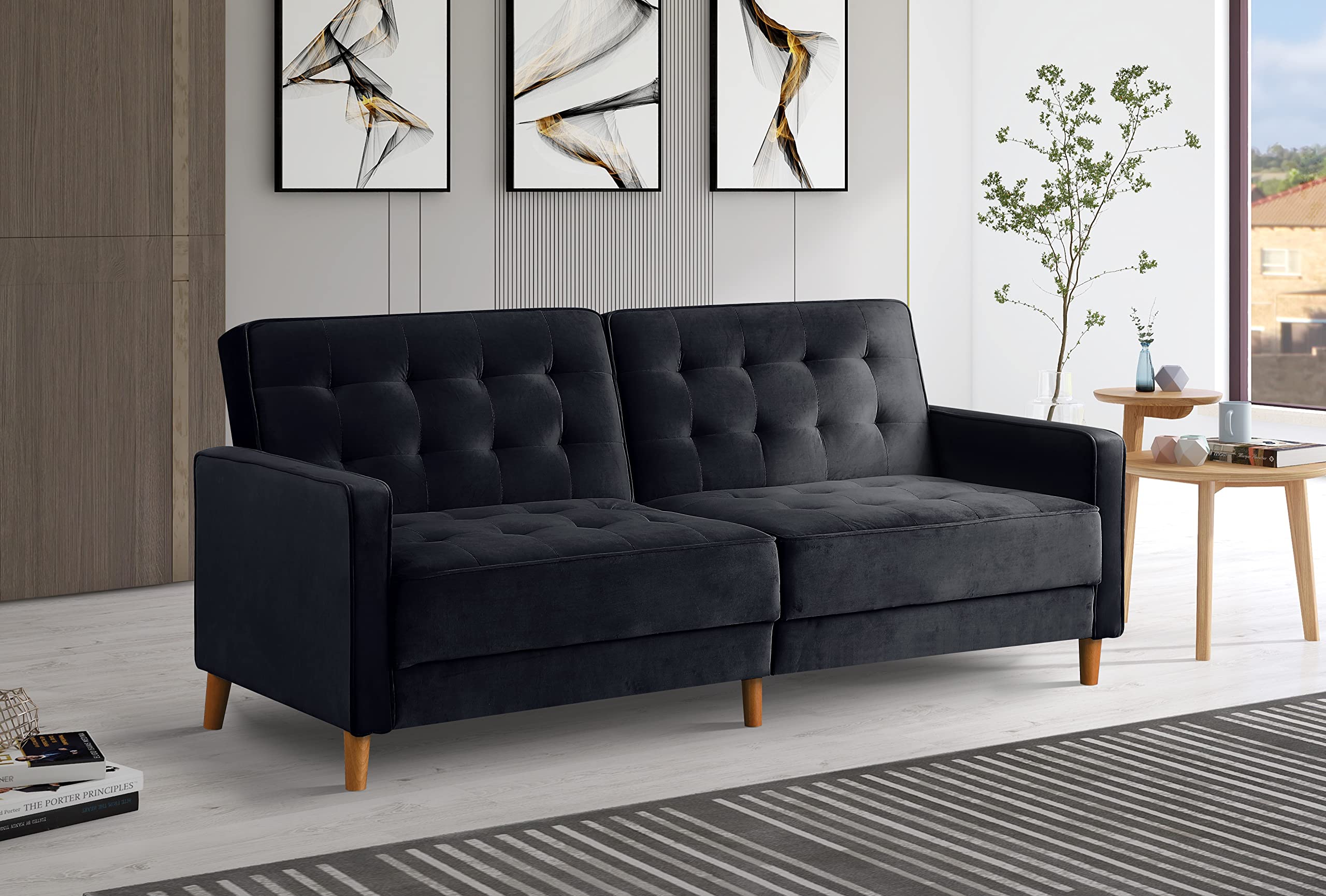 Buy Futon Sofa Bed Velvet Tufted Convertible er Sofa Velvet Loveseat