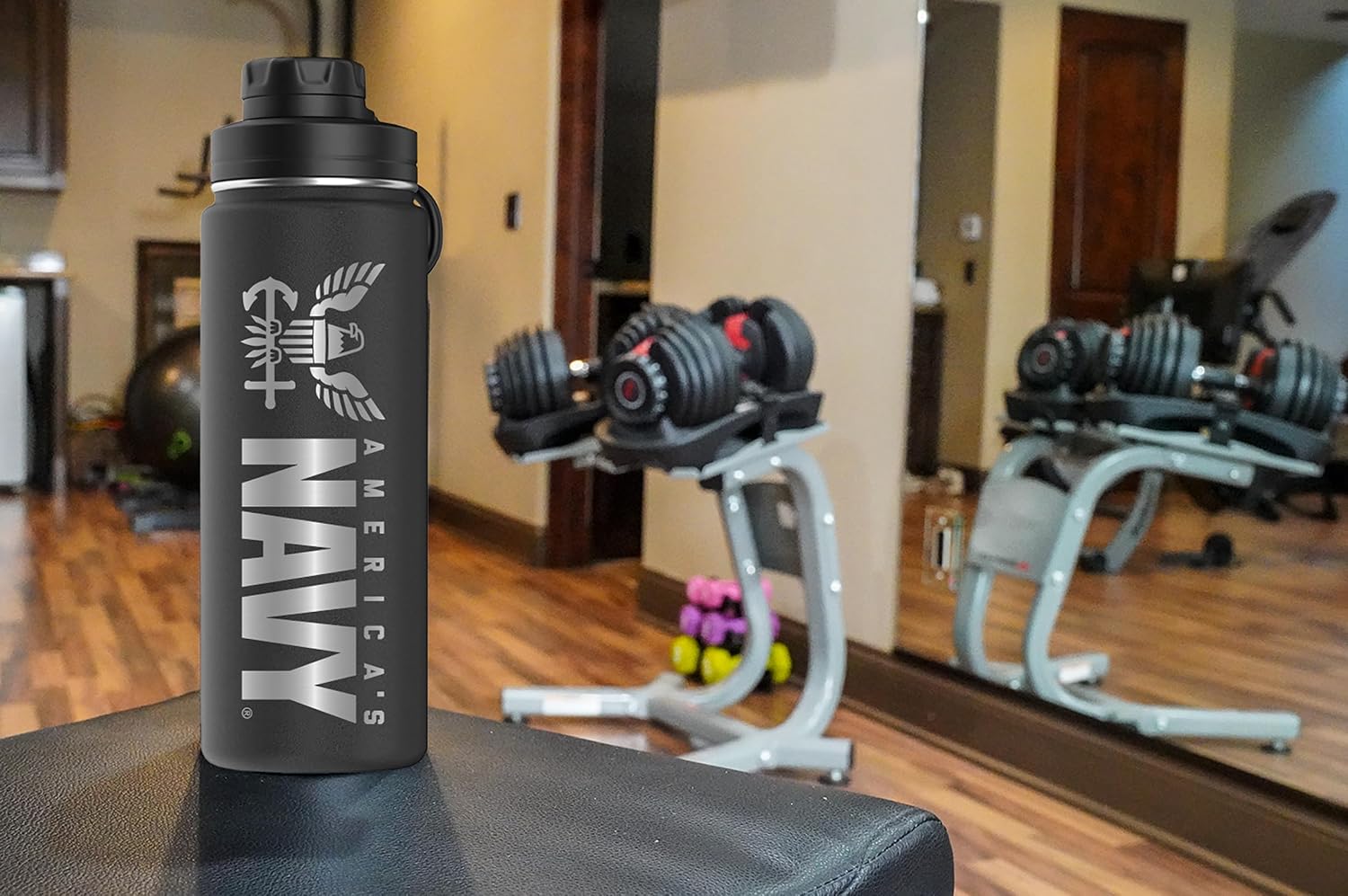 20oz US Navy Water Bottle - Double Wall Vacuum Insulated Stainless Steel Great for PT and Outdoor Sports Like Hiking Camping and Cycling-Navy 20oz Water Bottle