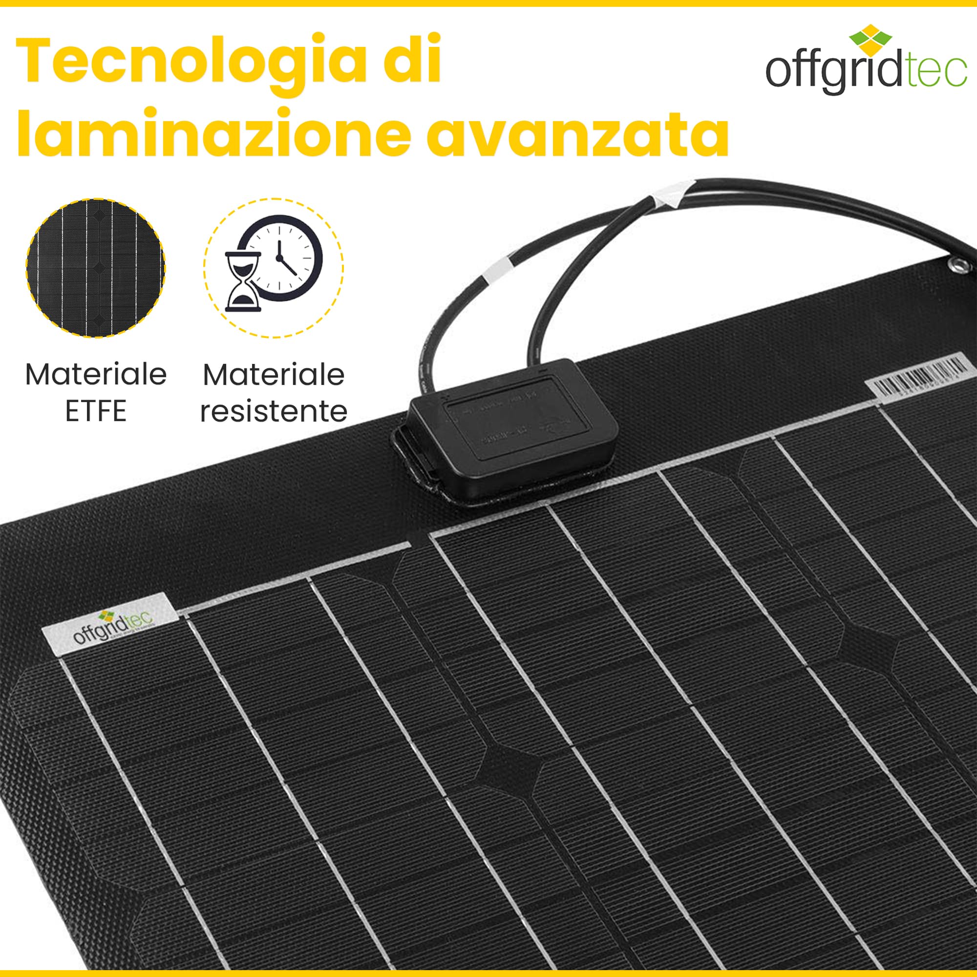 Offgridtec PCB-ETFE - Pannello solare semiflexibles 36 V 50 W per camper