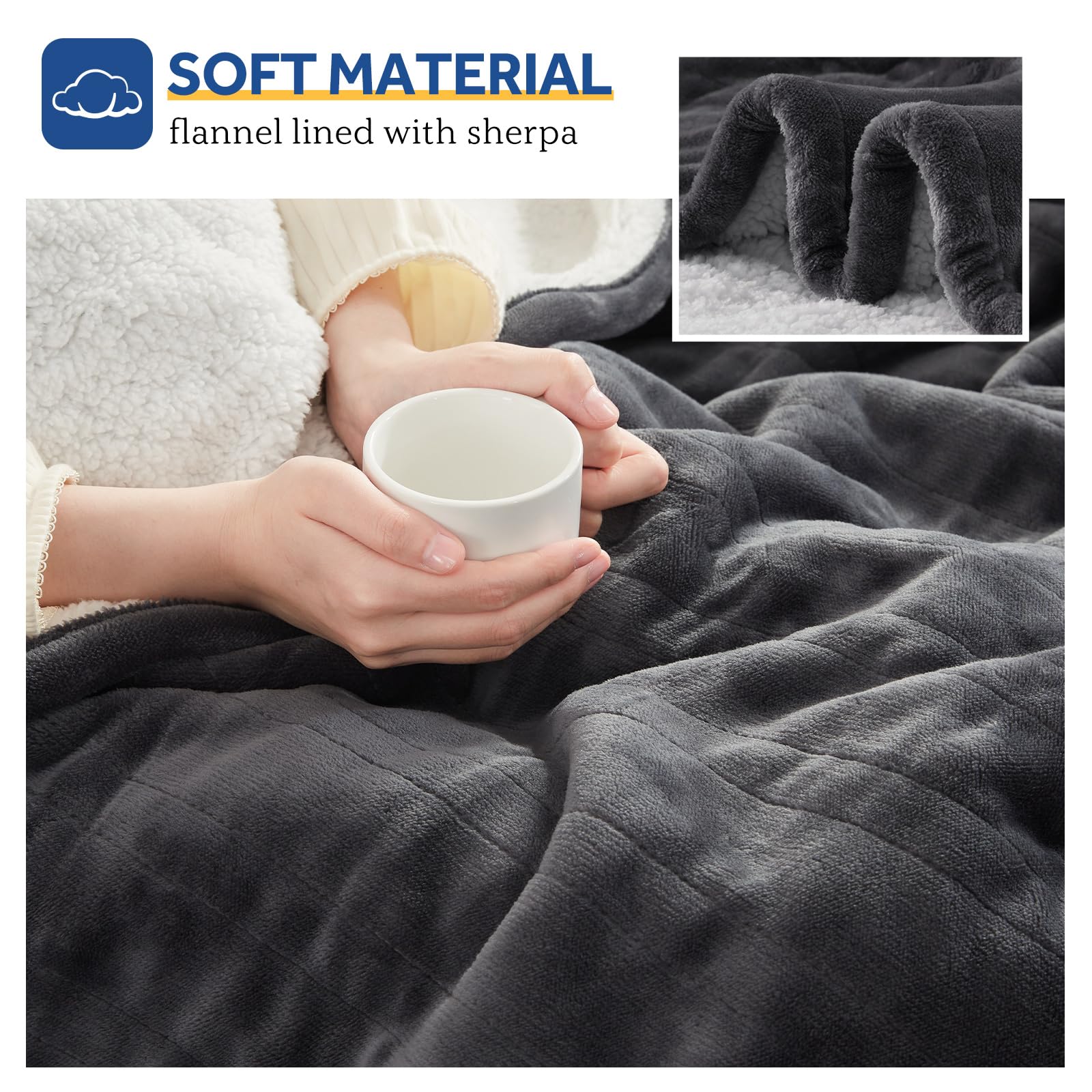 Amazon.com: SEALY Heated Throw Blanket, Flannel & Sherpa