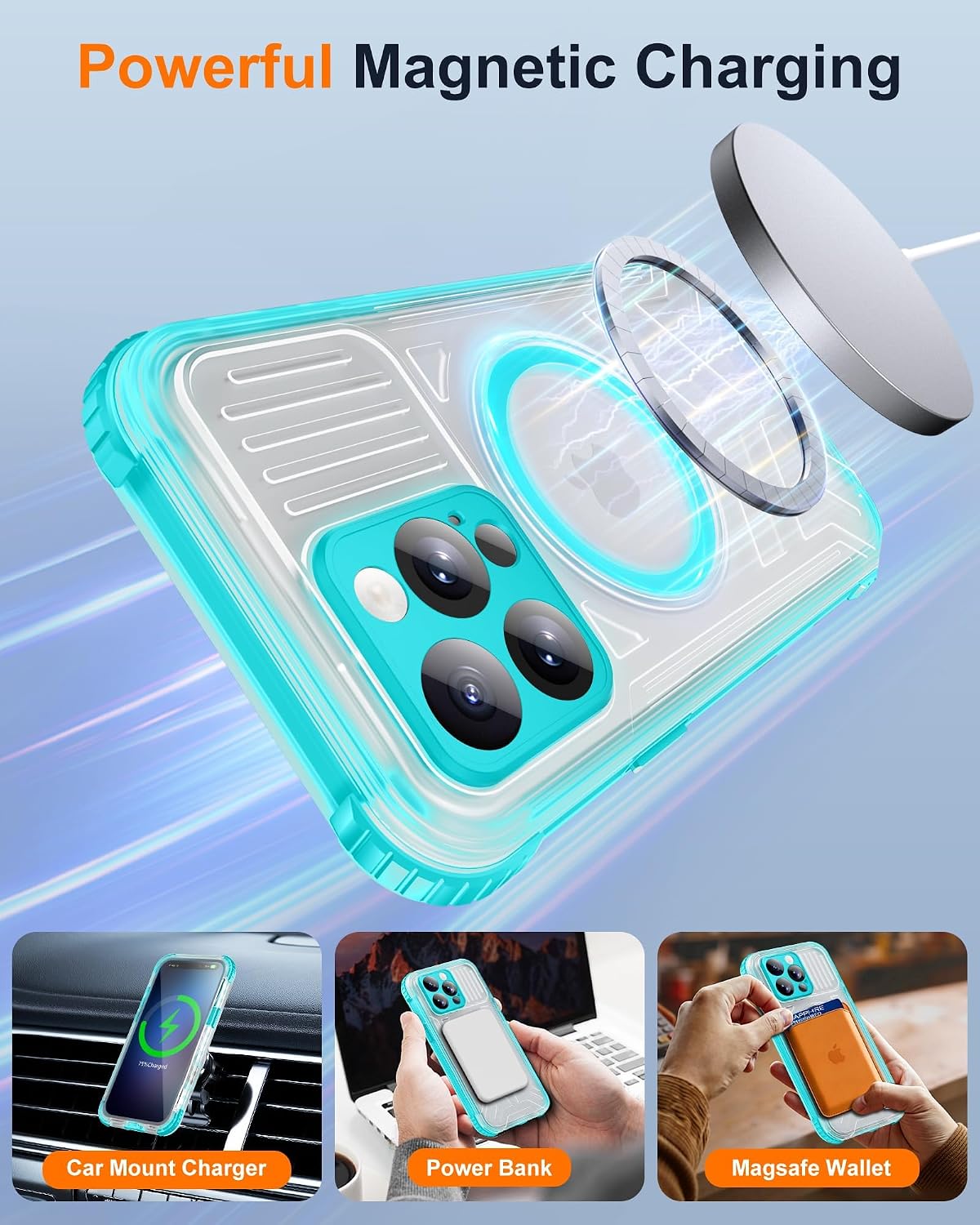 for iPhone 16 Pro Waterproof Case with Magsafe, Built-in [Camera & Screen Protector] [Lanyard], IP68 Water Proof Full Body Dustproof Heavy Duty Frosted Protective Phone Cover, 6.3" Teal