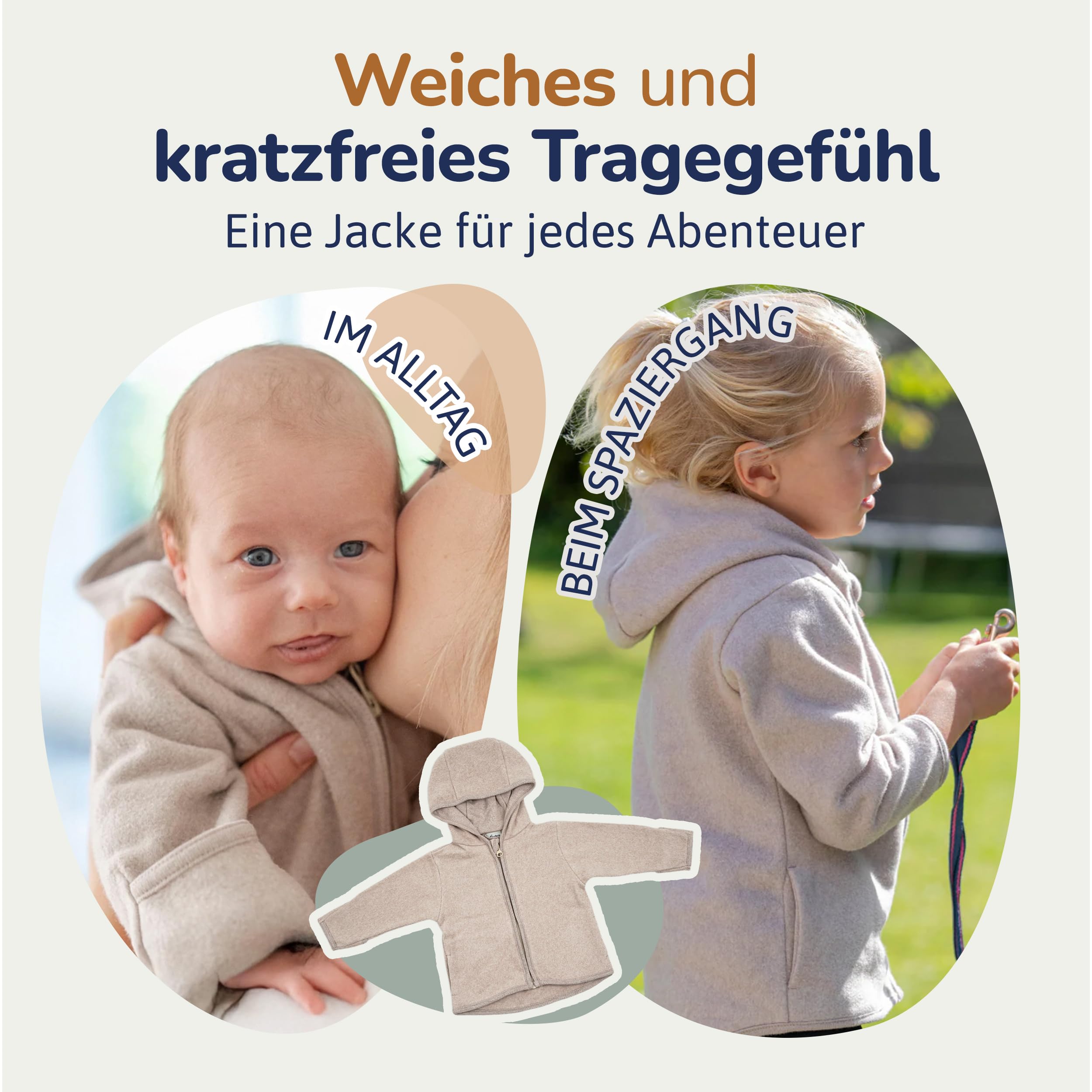 Fleece Jacke aus 100% Bio-Baumwolle (62/116) – Fleecejacke Kinder kuschelig weich, für jede Jahreszeit geeignet – Nachhaltig und mitwachsend – Fair in Europa produziert