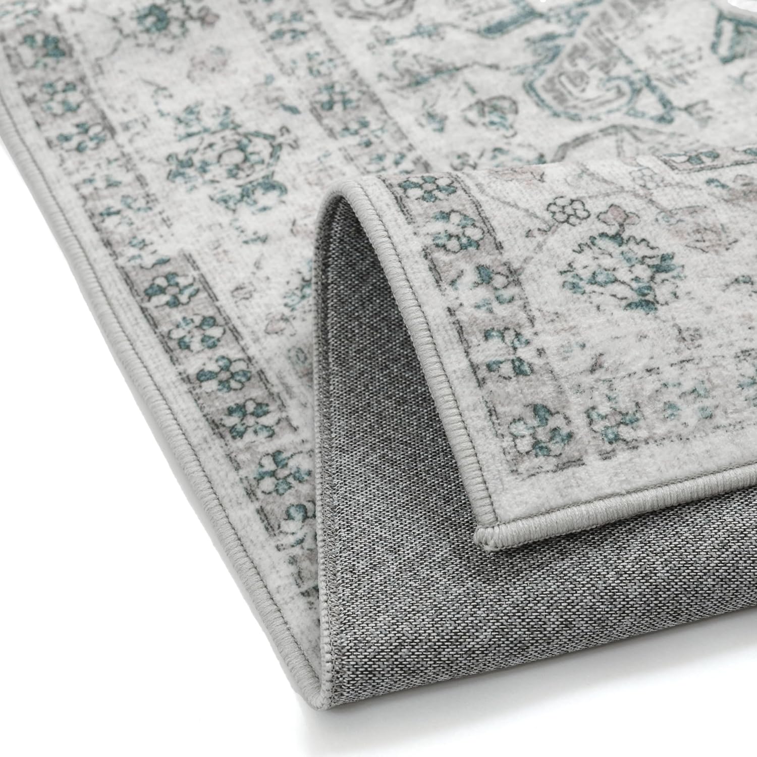 Blue 6x9 Area Rug Vintage Washable Living Room Carpet Non Slip Bedroom Indoor Office Low Pile Large Traditional Distressed Retro Accent Rug for Dining Room Bathroom Kitchen - Image 9