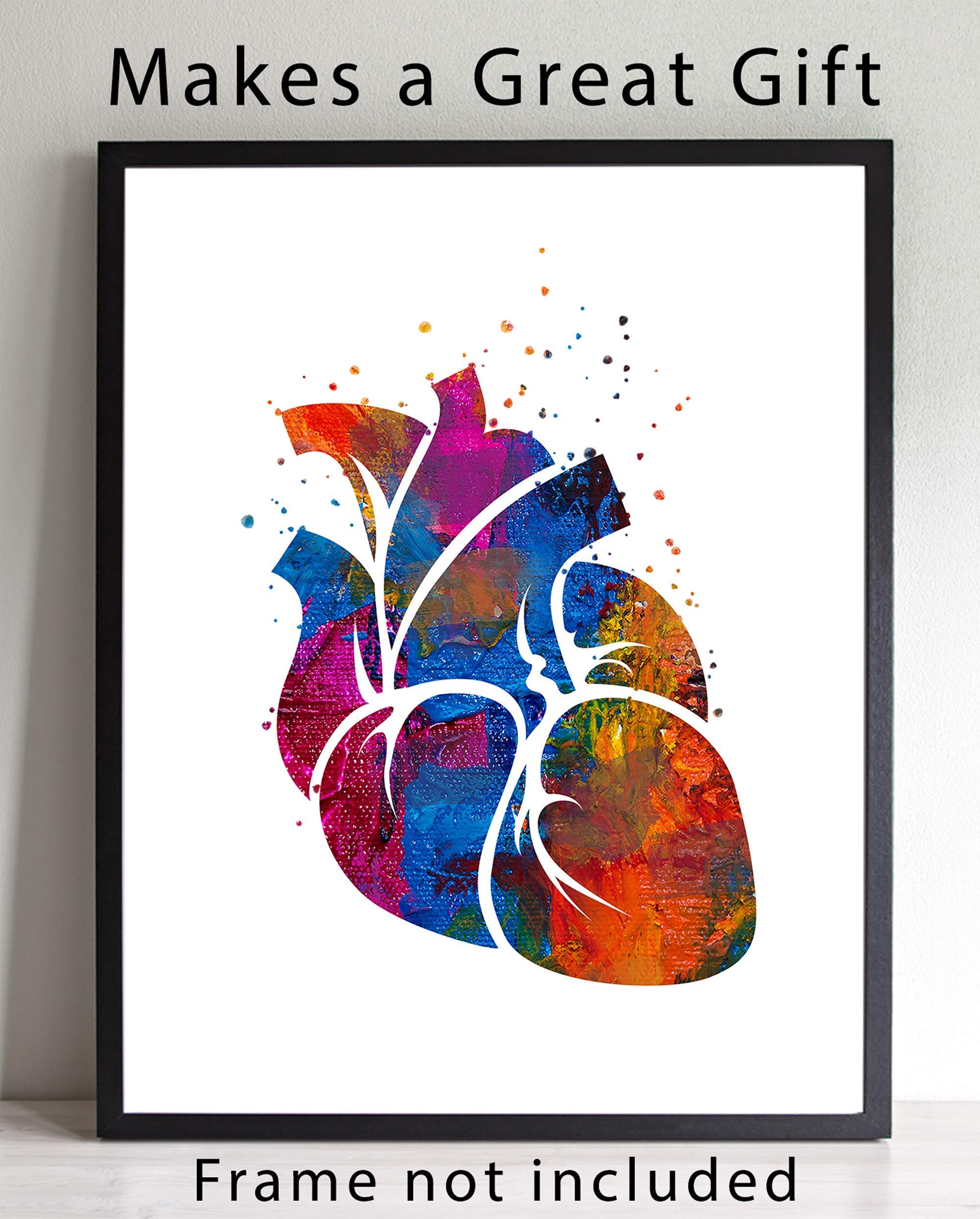 Casi ArtHuman Heart Medical Anatomy Wall Art, 11x14 inch Unframed Abstract Watercolor Style Print, Gift for Cardiologist, Doctor, Medical Professional, Clinic or Practice Office Decor