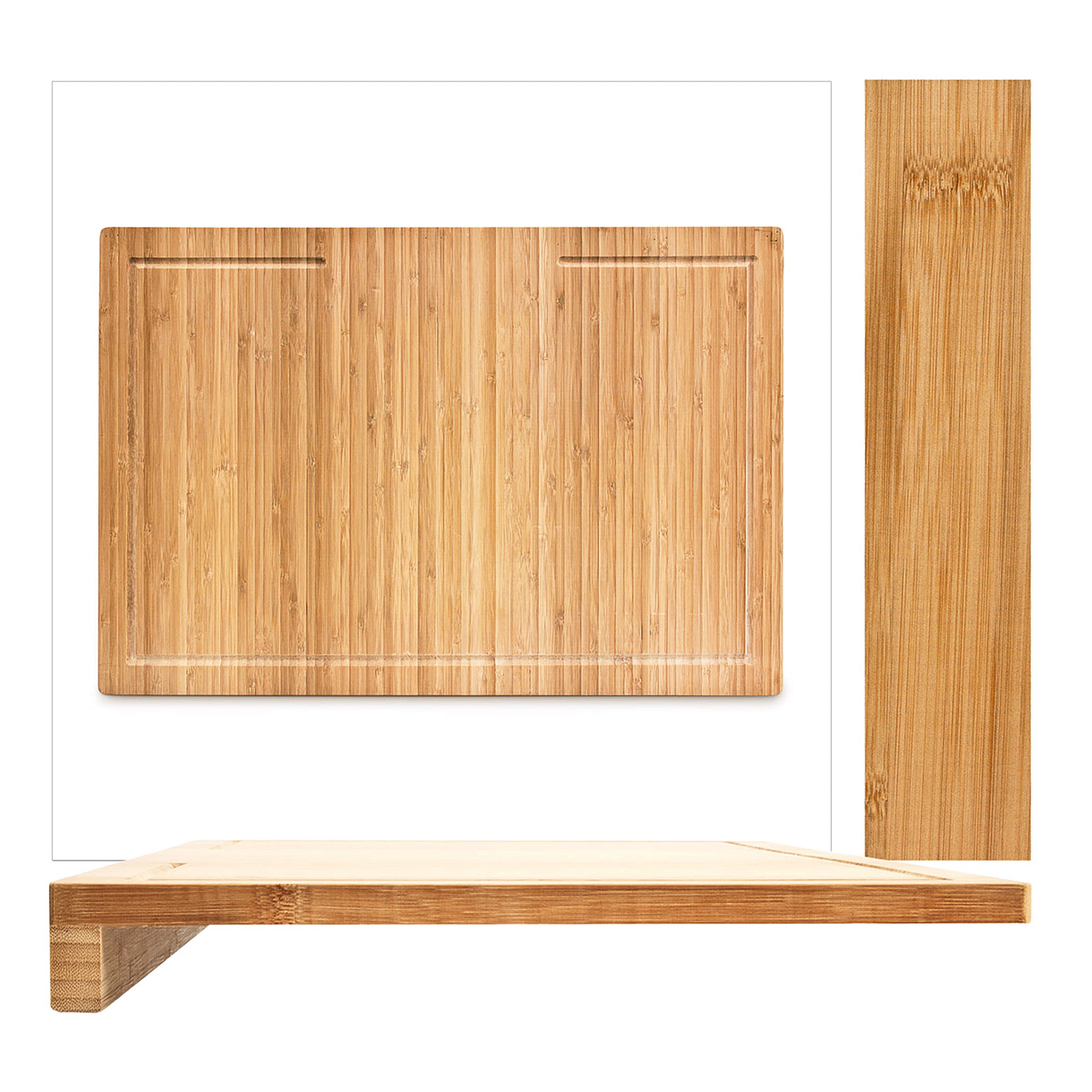Planche à Découper Bambou Relaxdays - 56x38x5cm, Rigole Jus, Rebord Antidérapant, Naturelle