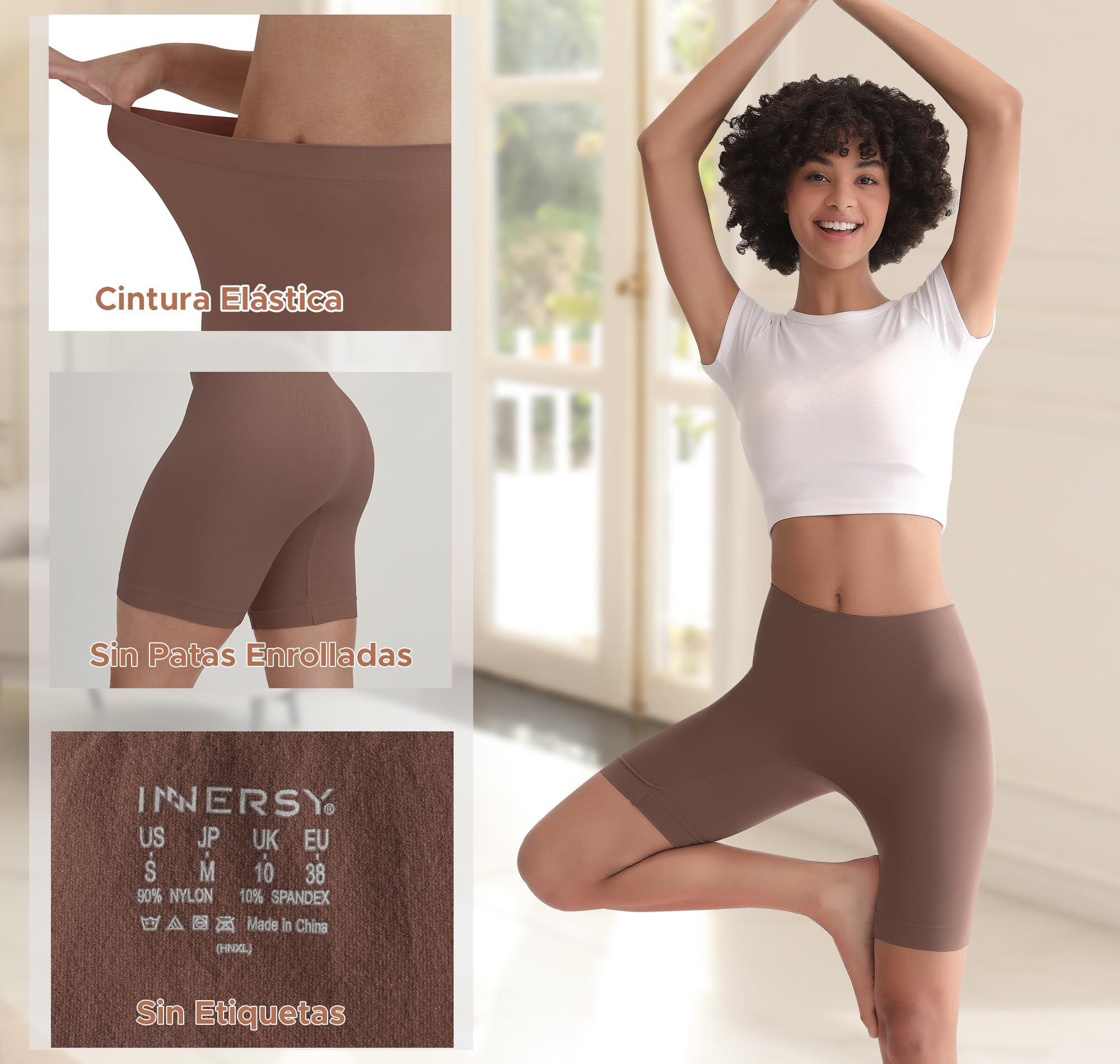 INNERSY Pantalon Antirozaduras Mujer Debajo la Falda Pantalones Cortos Vestir Braga Anti Roce 3 Pack — view 5