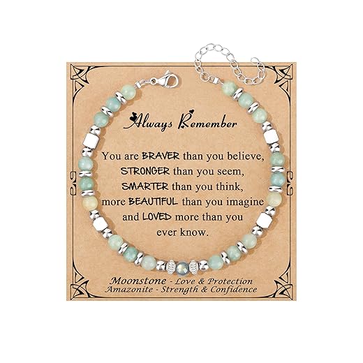 𝗚𝗶𝗳𝘁𝘀 𝗳𝗼𝗿 𝗪𝗼𝗺𝗲𝗻 𝗠𝗼𝗼𝗻𝘀𝘁𝗼𝗻𝗲 𝗕𝗿𝗮𝗰𝗲𝗹𝗲𝘁 Amazonite Colorful Imperial Jasper Stainless Steel Beads Bracelets, Graduation Mothers Day Christmas Birthday Gifts for Her Women