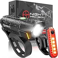 NPNIGHTPROVISION BX-500 540 Lumens USB-C Bike Lights Front & Rear - Waterproof Rechargeable Headlight Taillight Set for Night Riding Safety