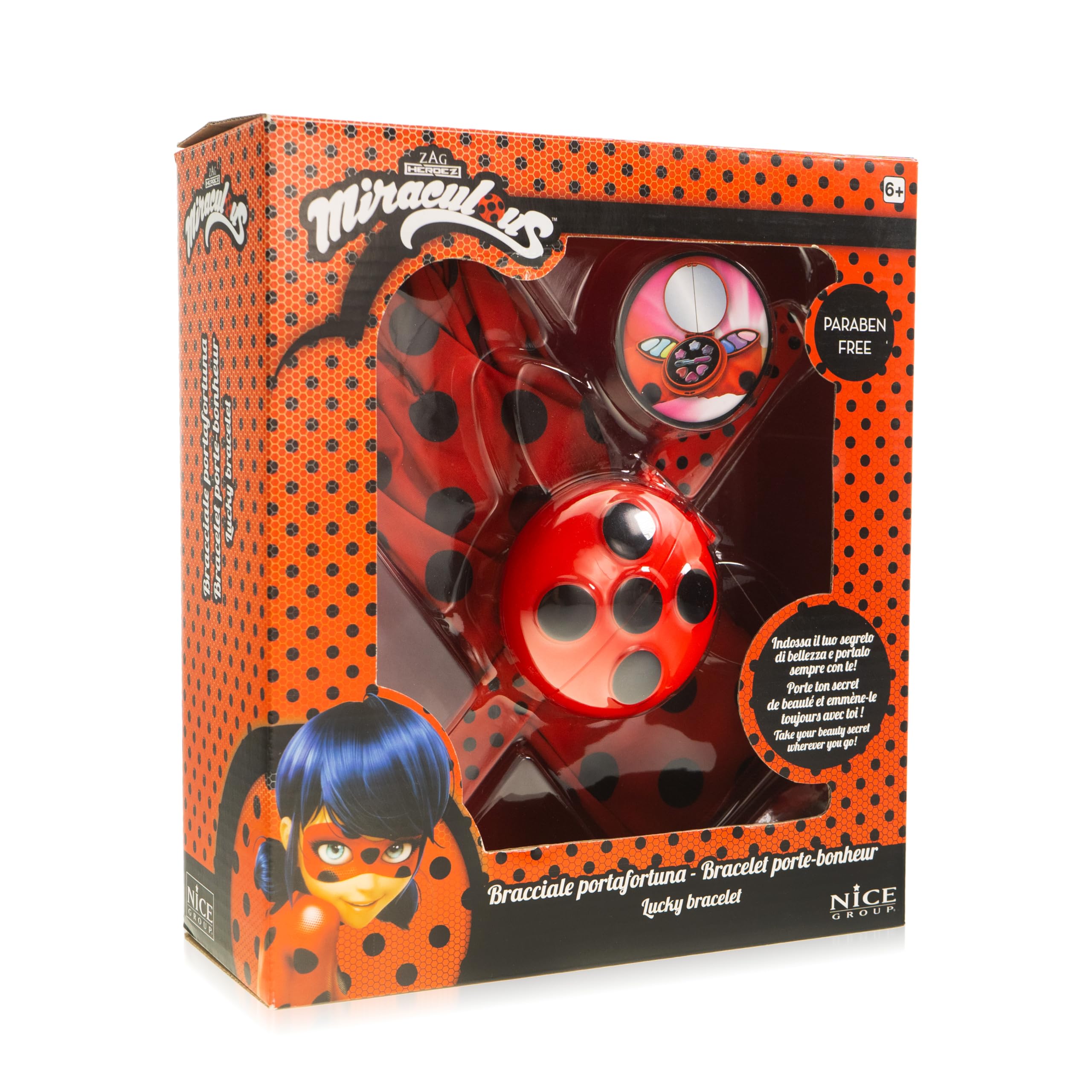 Nice Group - Miraculous 52003 Make-Up Lucky Charm Bracelet for Children Tales of Cat Noir Ladybug Toy, Multicoloured, 3, 3