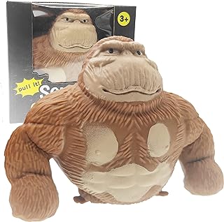 Funny Brown Monkey Toy, Figure for Kids and Adults, Stretch Gorilla Toy, Decompress and Squeeze Stress Toy , Stress Relief Toy for Children and Adults Sensory Toy, Gift for Easter