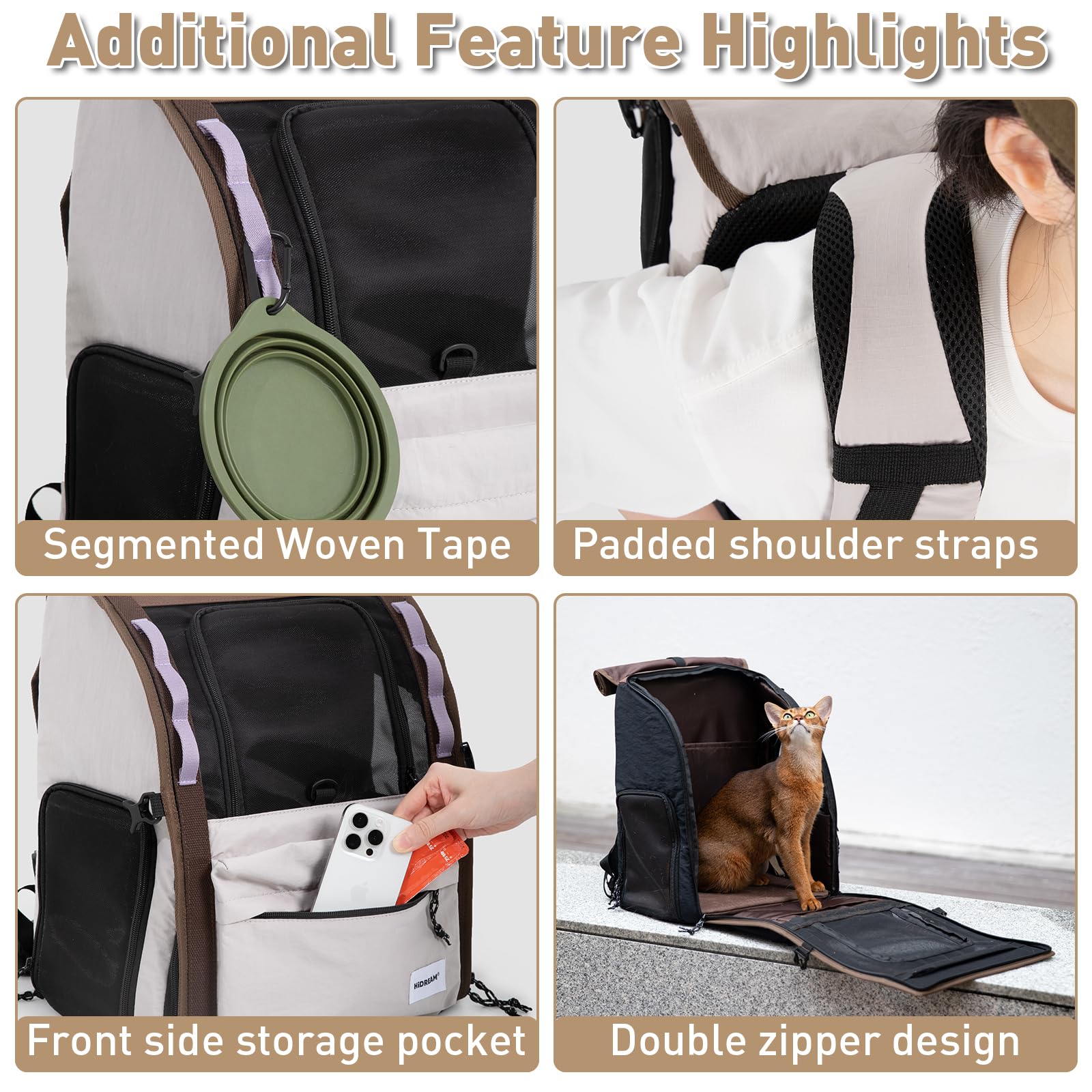 ETIAL Pet Carrier Backpack for Cats and Small Dogs, Bubble Backpack with Front Expandable Lounge, Airline Approved Comfortable Ventilated Travel Carrier for Pets Up to 18lbs (Light Grey) - image 4