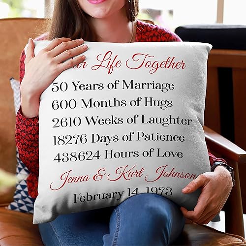 Miniatura 6 de Hyturtle Almohada dorada personalizada del 50 aniversario (inserto incluido), regalo para esposa y esposo, regalo de cumpleaños para pareja, regalo