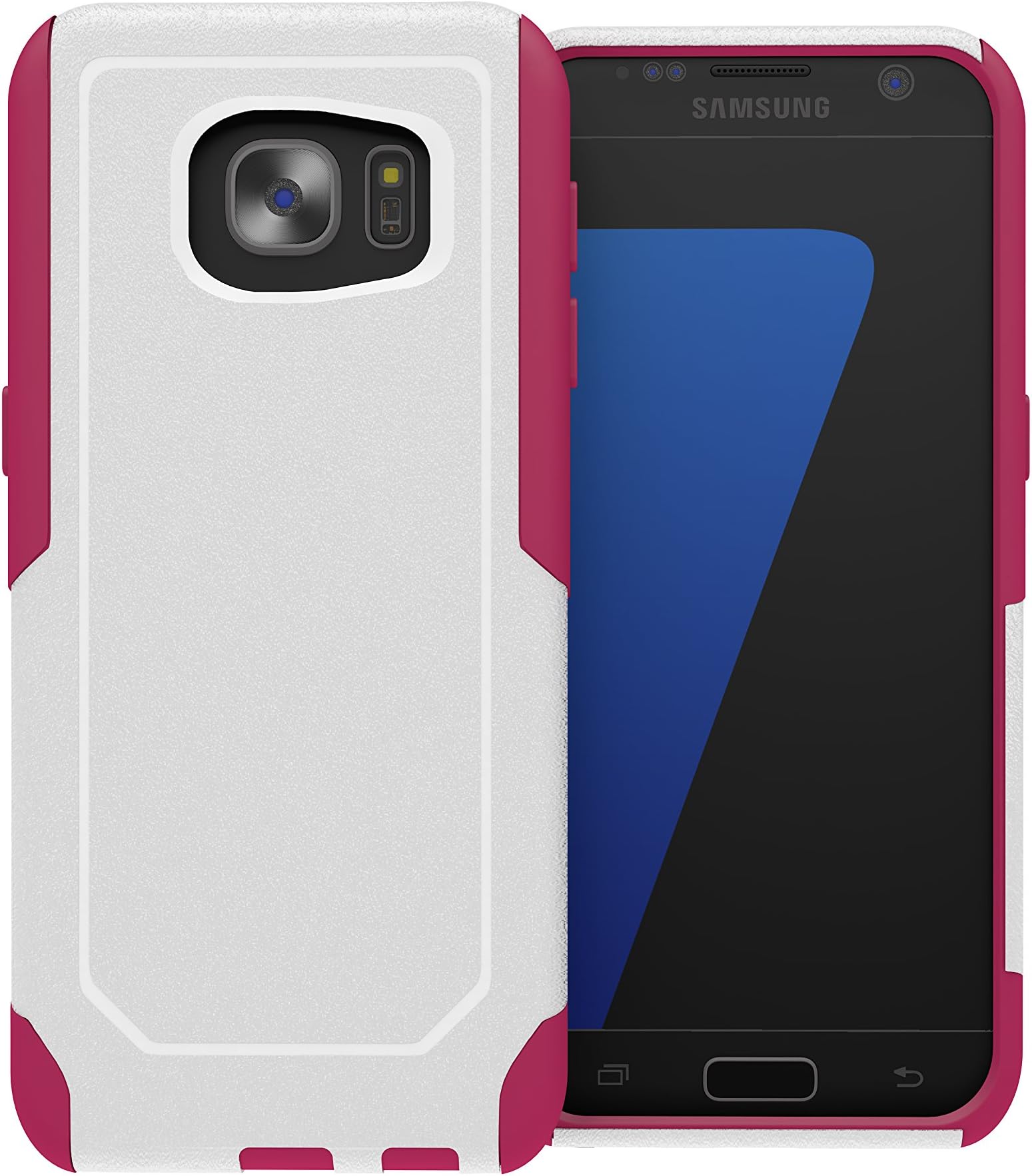 Galaxy S7 Edge Case, ToughBox® [Commute Series] [ Shockproof ] [ Slim ] [ Rugged ] [ White | Pink ] for Samsung Galaxy S7 Edge Case [Fits OtterBox Defender & Commuter Series Clip]