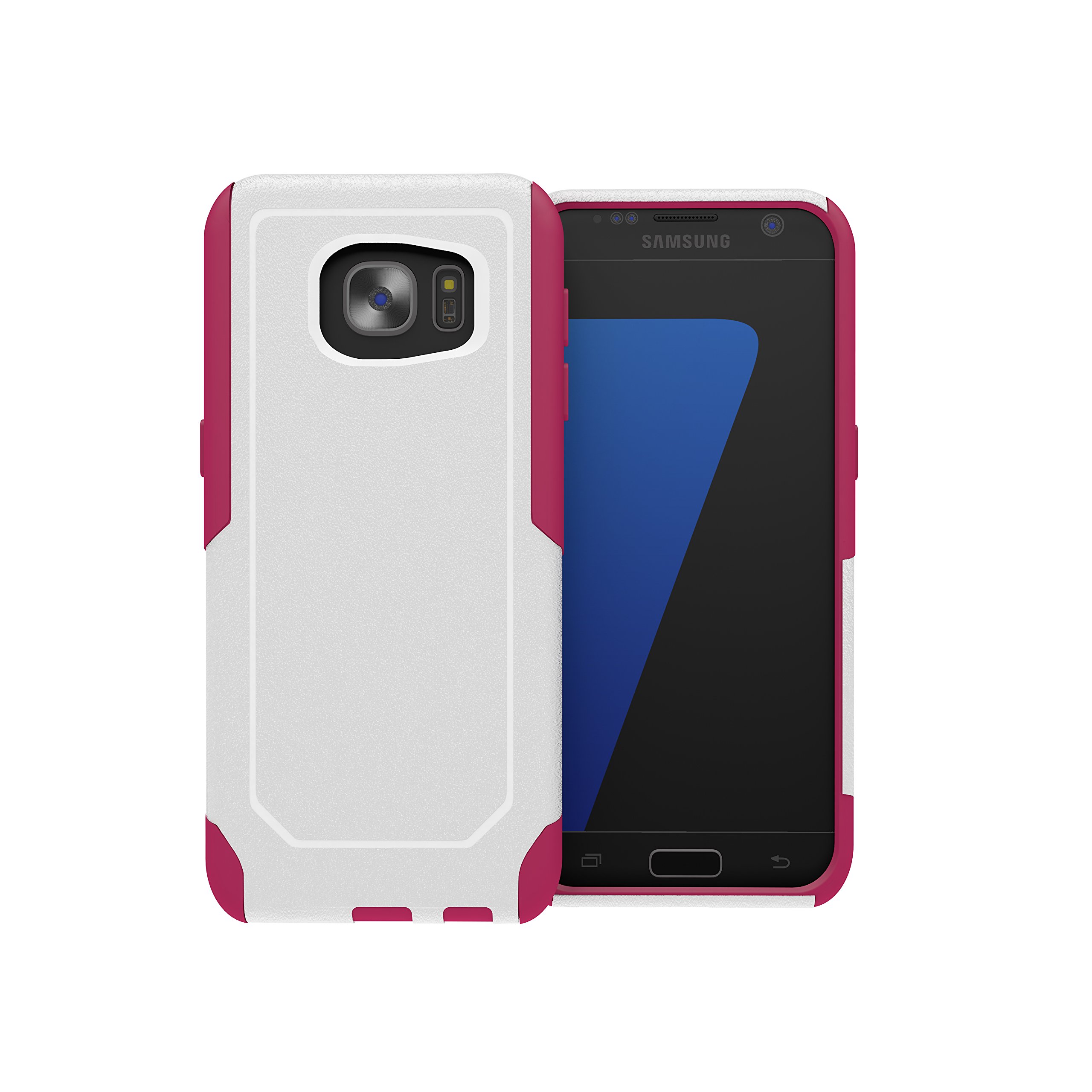 Galaxy S7 Edge Case, ToughBox® [Commute Series] [ Shockproof ] [ Slim ] [ Rugged ] [ White | Pink ] for Samsung Galaxy S7 Edge Case [Fits OtterBox Defender & Commuter Series Clip]