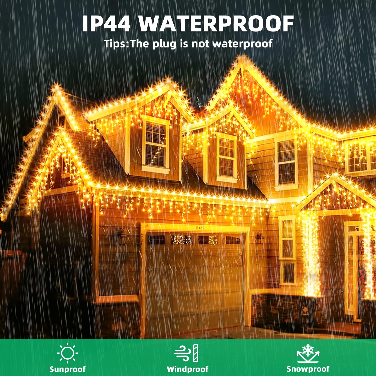 LEDYA Luci di Natale da Esterno, 9M 240 LED Tenda Luminosa Natale con Timer/8 modalità, IP44 Impermeabili, Luci Natale Esterno Cascata Decorazioni per Balcone, Natale, Matrimoni, Feste