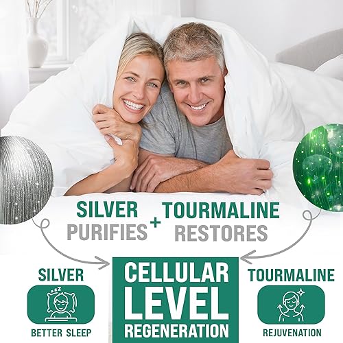 Miniatura 2 de Sábanas de turmalina de lujo, tamaño King, 20 % fibra plateada, 76 % algodón de turmalina, 4 % seda, calidad SGS, sábana bajera ajustable conductiva
