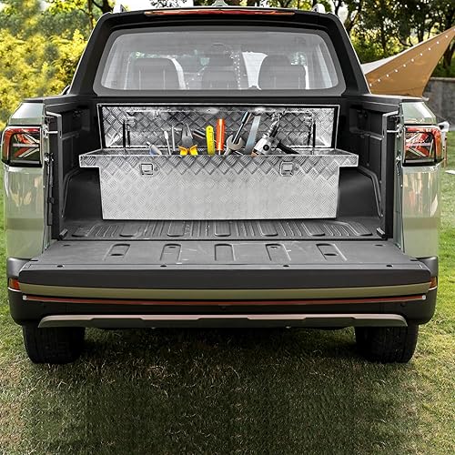 Miniatura 6 de Caja de herramientas chapada en aluminio resistente de 60 pulgadas, caja de herramientas para camioneta, caravana, remolque, caja de herramientas,