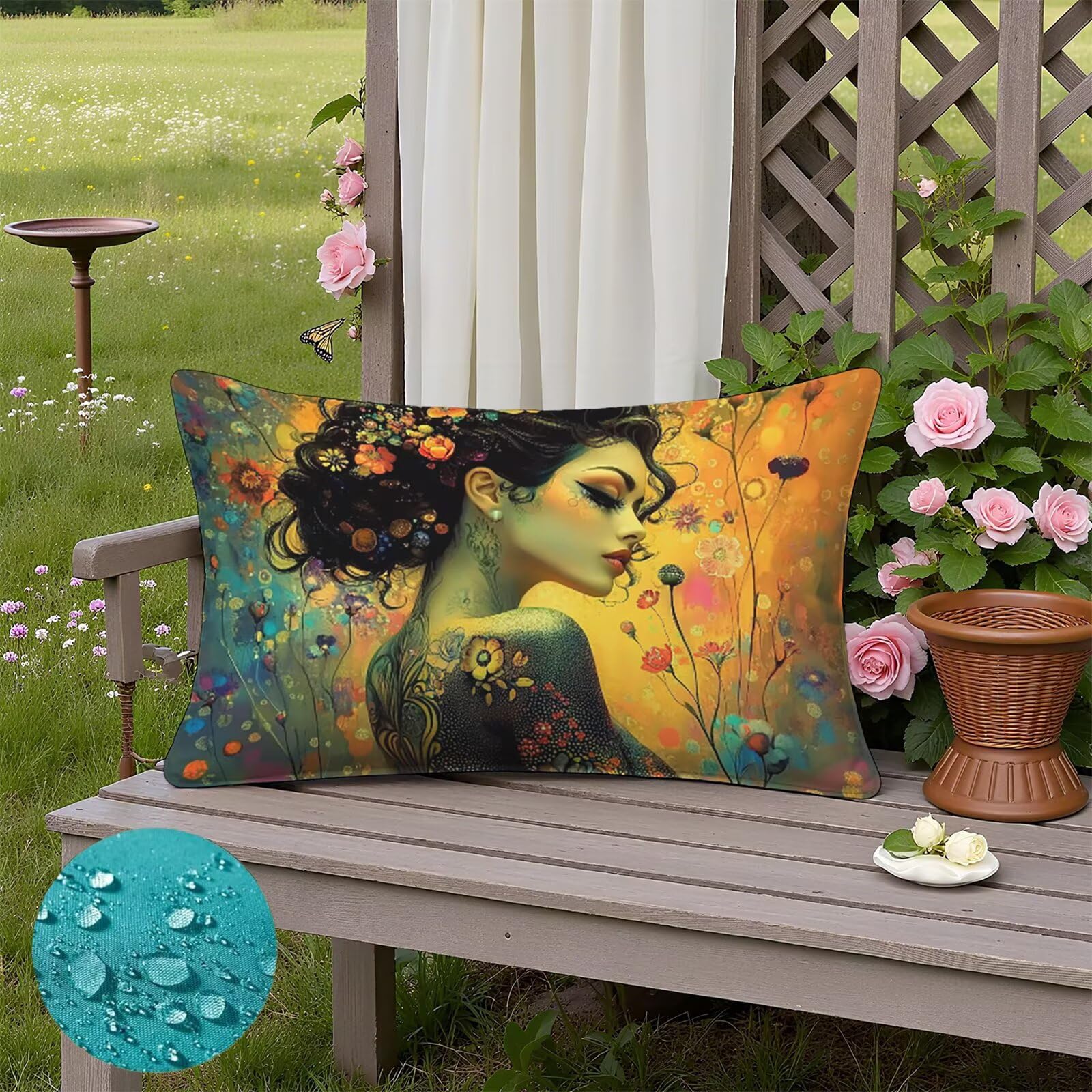 Damskie poszewki na poduszki 70 x 90 cm, lniane kwiaty, wodoodporne, miękkie, wygodne, na zewnątrz, dekoracyjne poszewki na poduszki na sofę, łóżko, samochód, zestaw 2 poszewek na poduszki, idealna