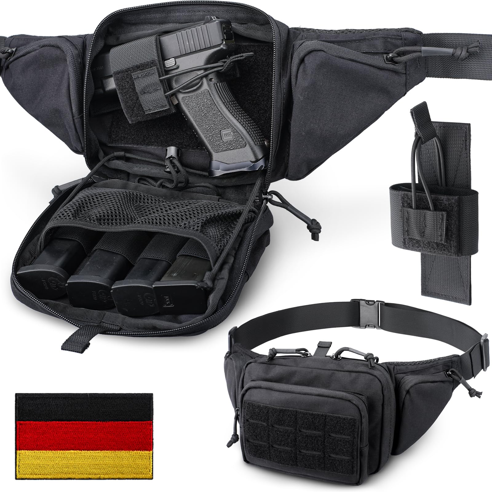 WYNEX Marsupio Tattico Uomo con Fondina Pistola – Ideale per Correre, Viaggiare, Caccia, Escursionismo, Campeggio