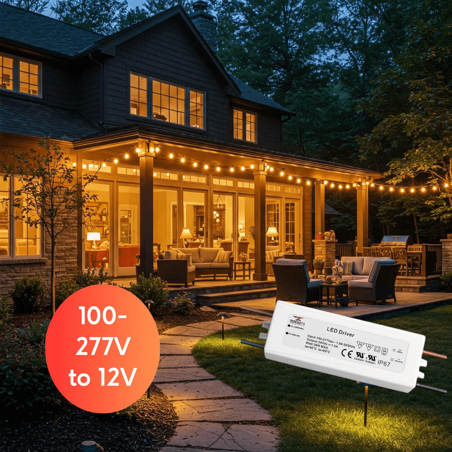 Ironsmith Lighting Products Constant Voltage LED Driver Transformer (12 Volt | 36 Watt | Dimmable - Constant Voltage)