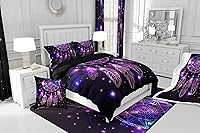 Vista 8 de Erosebridal Juego de edredón de plumas atrapasueños, edredón bohemio de plumas con mandala, tamaño King para niños y niñas, juego de ropa de cama