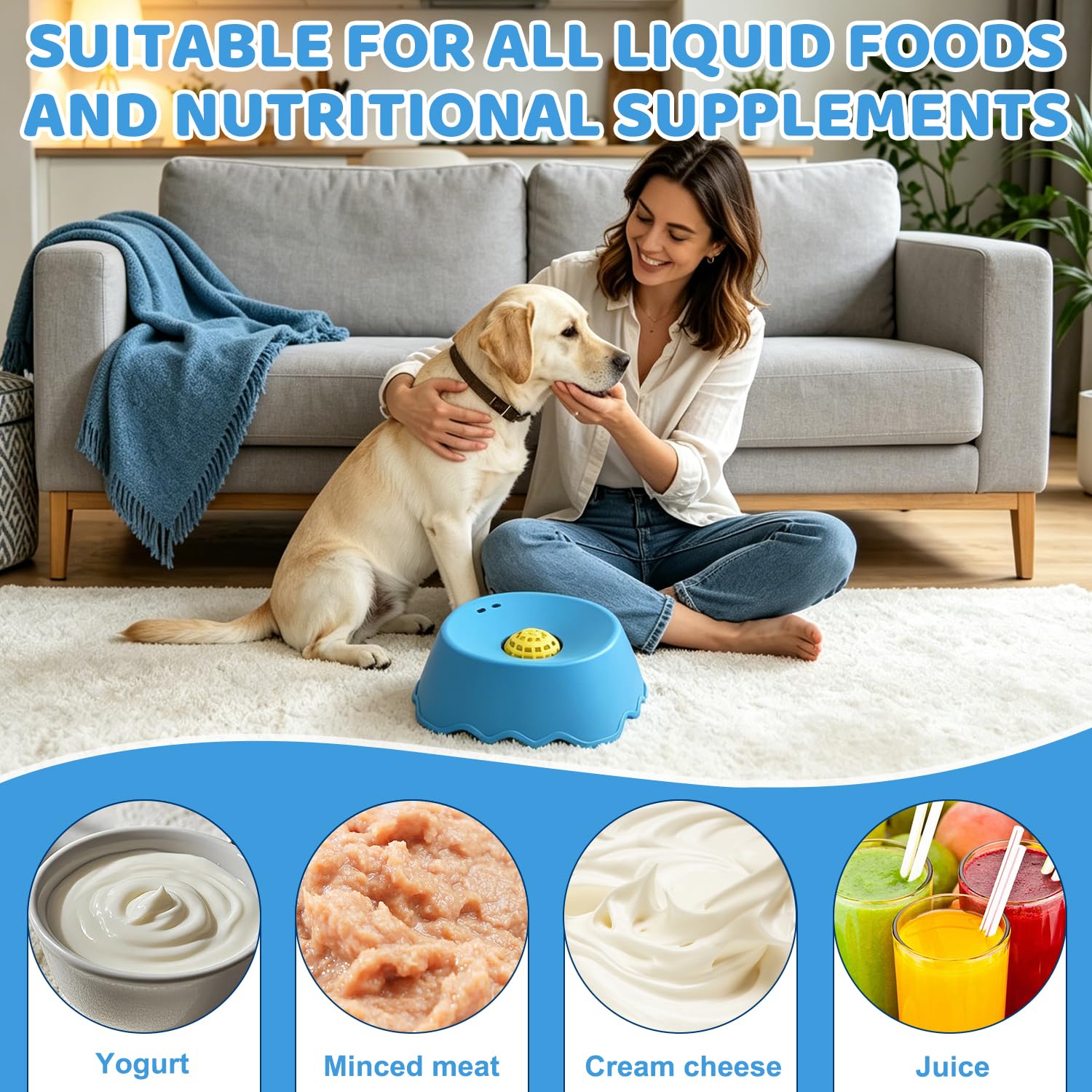 Lick Bowl per cani, Dispenser per leccare la palla, Dog Lick Toy, Giocattoli per cani e gatti per cibo liquido, Ciotola da leccare per cani, Cane Slow Feeder Lick Bowl, per addestramento, alime (A)