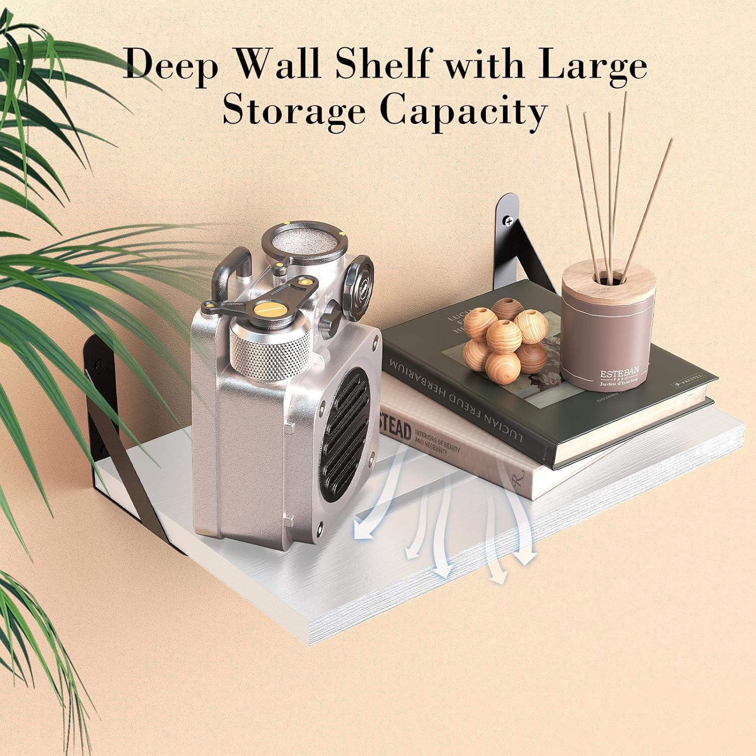 DAWASAPAT Projector Shelf/Modem Shelf/Router Shelf/Cable Box Wall Mount/Router Wall Mount, 15.7" x 9.8"(Lx W) White Projector Holder Stand Accessories with Cable Ties