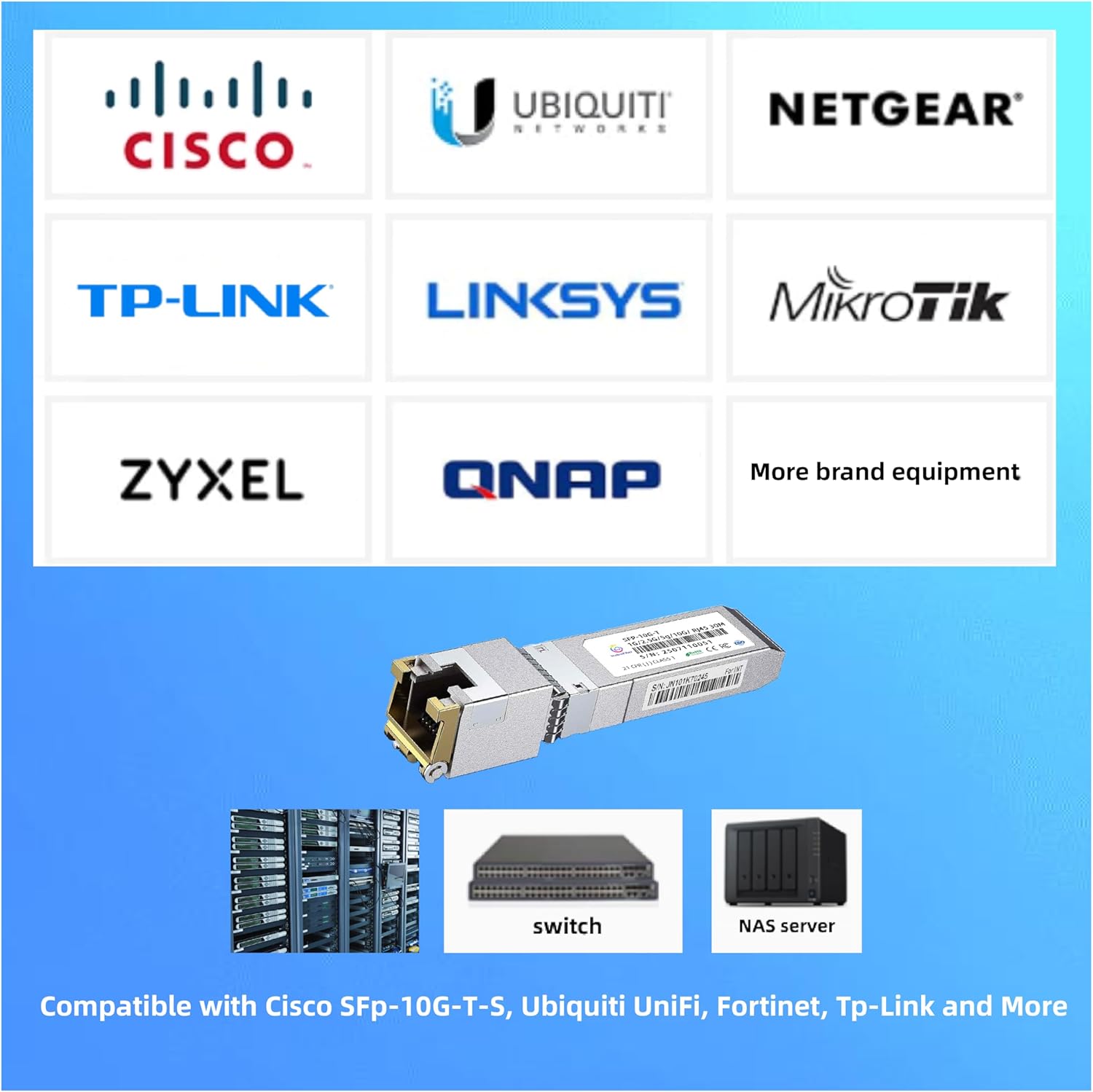 1.25G SFP+ to RJ45 1.25GBase-T SFP+ Transceiver 328ft/100m 1.25Gigabit SFP+ Copper Ethernet CAT.6a/7 Module for Cisco GLC-T/SFP-GE-T, Ubiquiti UniFi UF-RJ45-1G, Meraki, TP-Link and More