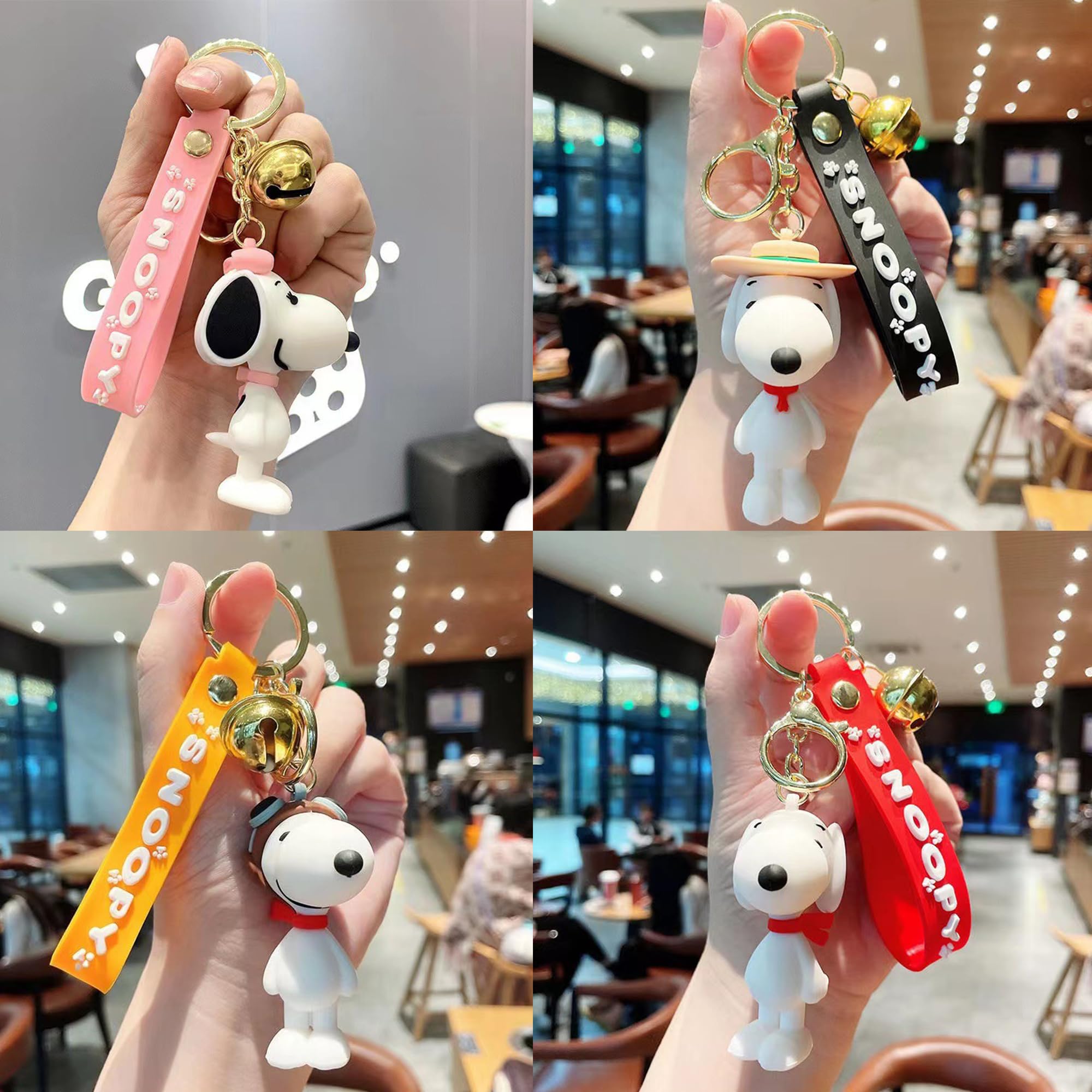 4 Rodzaje Breloczka Snoopy - 3D Metalowy Brelok w Stylu Anime, Słodkie Akcesoria do Torebki i Breloczka dla Dziewcząt