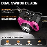 Vista 2 de EverBrite Linterna frontal de 600 lúmenes, faro recargable con 4 modos, lámpara de cabeza súper brillante con foco y luz de inundación, sensor