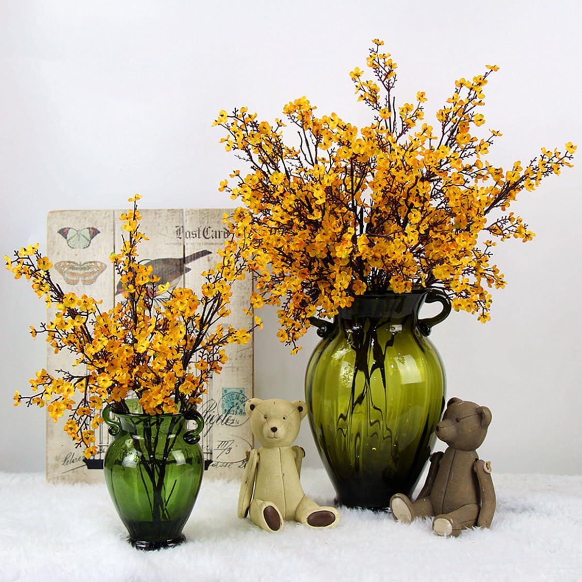 JAKY-Global Babys Breath Silk Artificial Flowers 6 Bundle Fall Stems Fake Plants Decor Wedding Party Decoration Bouquets Real Touch DIY Home Garden(Yellow Orange 6pcs) - Image 2
