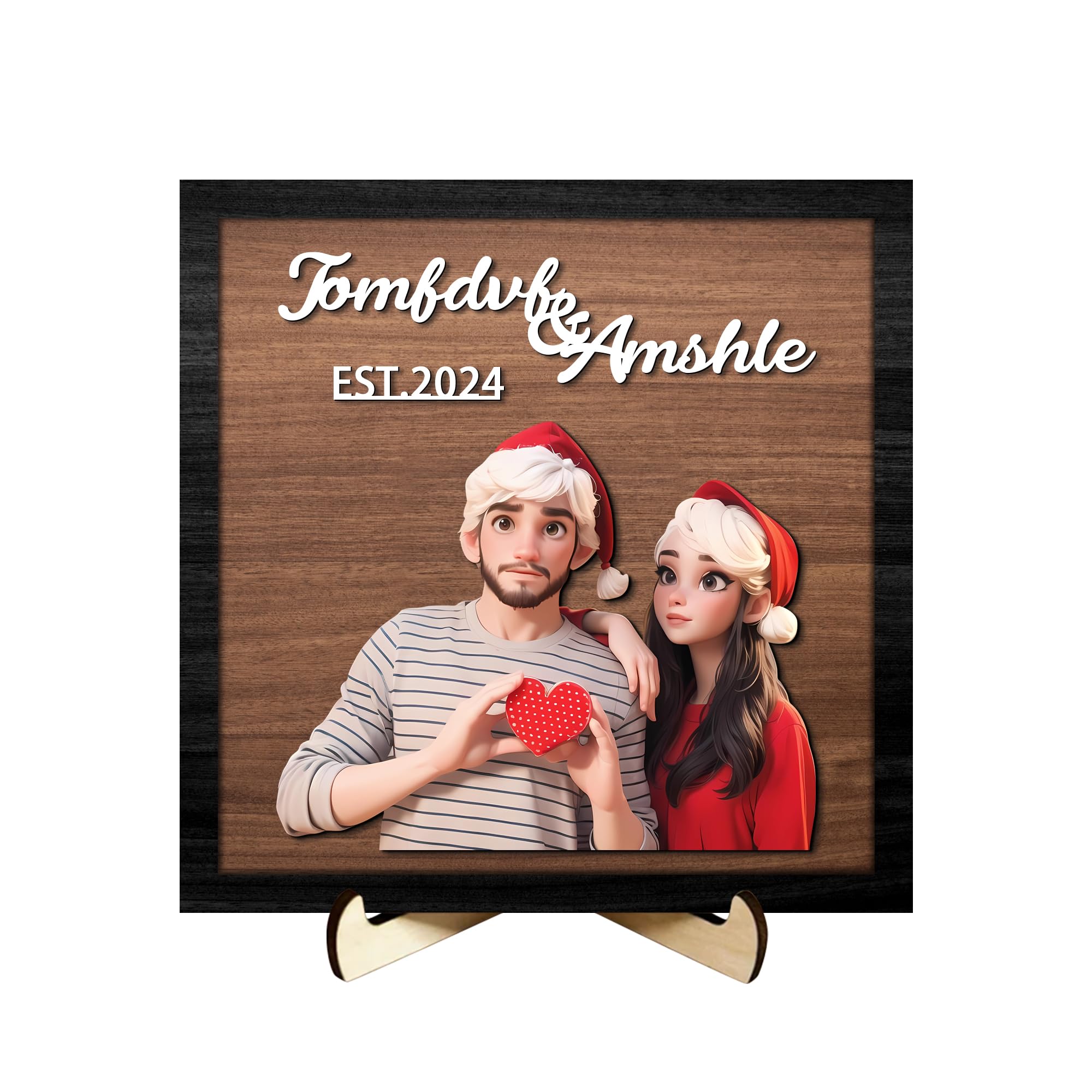 Ktfhvgy Adornos de madera personalizados de estilo de dibujos animados 3D, marcos de fotos personalizados de acuerdo con las fotos, decoración de pared de dormitorio para sala de estar y dormitorio