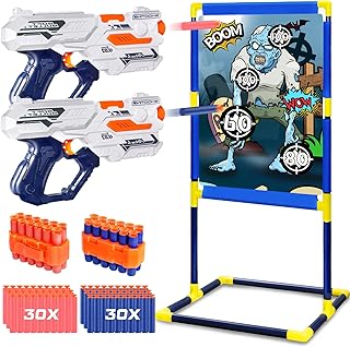 Quanquer Shooting Game Toy Target Boy Gifts 2 Pack Toy Foam Blasters and Zombie Shooting Target for Boys Girls Age 6 7 8 9+ Compatible with Nerf Guns - Ideal Gifts Toys for Kids Indoor Outdoor Game