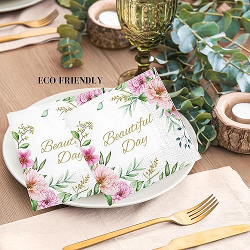 Miniatura 4 de Servilletas de papel de 20 unidades de 13 x 13 pulgadas, 3 capas de flores impresas con flores de encaje y flores, servilletas de cóctel para arte,